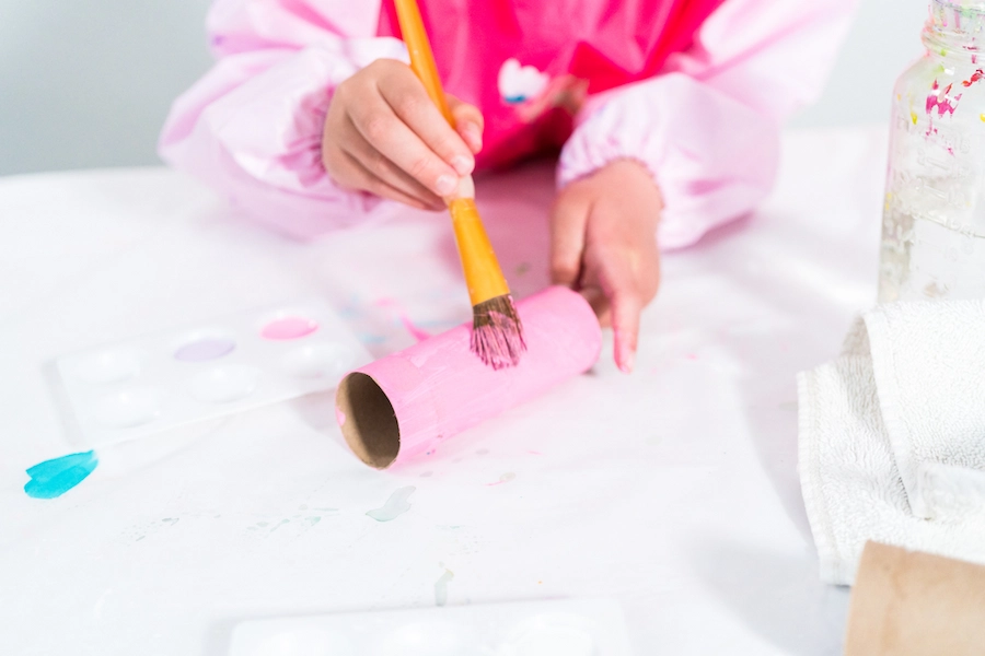 Cardboard craft tubes kids painting